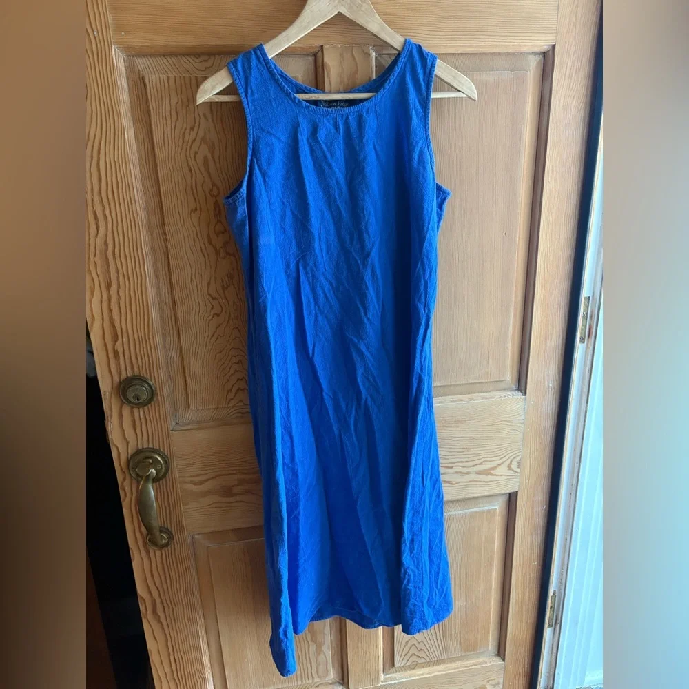 Cotton/Linen Blue Midi Dress Vintage Willow Ridge | Coastal Grandma | Medium - Picture 1 of 6